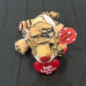 Valentine Tiger Sleepy Eyes Plush Stuffed Animal Hugs & Kisses 11" L NEW #355